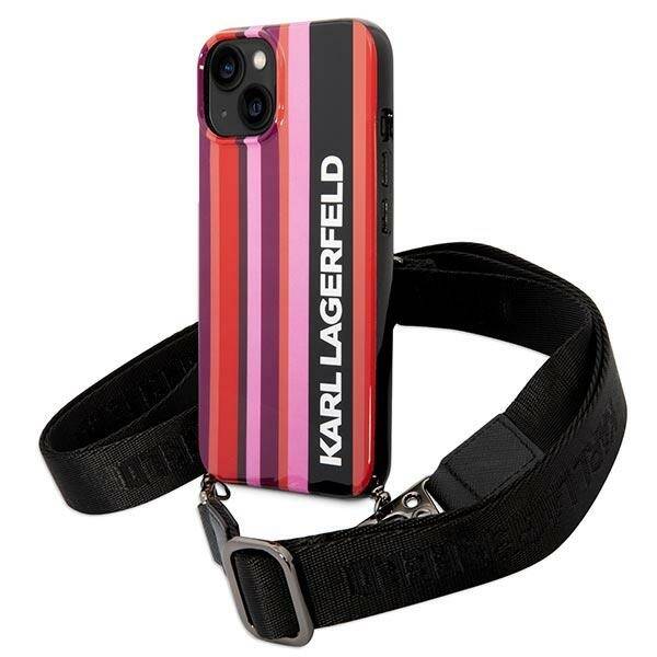 ETUI KARL LAGERFELD STRIPES STRAP DO IPHONE 14 / 15 PINK