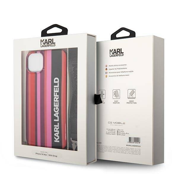 ETUI KARL LAGERFELD STRIPES STRAP DO IPHONE 14 / 15 PINK