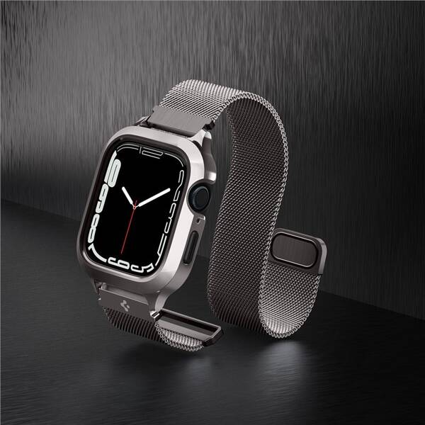 ETUI Z PASKIEM SPIGEN DO APPLE WATCH 9 / 8 / 7 45MM METAL FIT PRO GRAPHITE