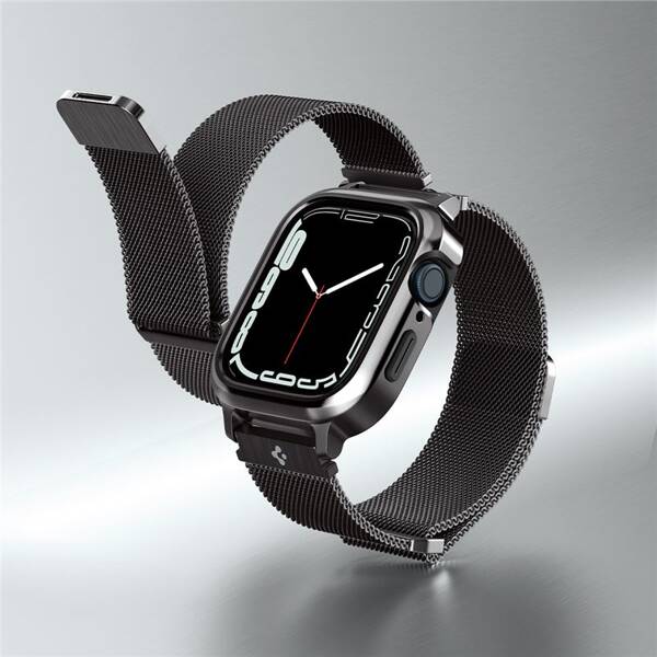 ETUI Z PASKIEM SPIGEN DO APPLE WATCH 9 / 8 / 7 45MM METAL FIT PRO GRAPHITE