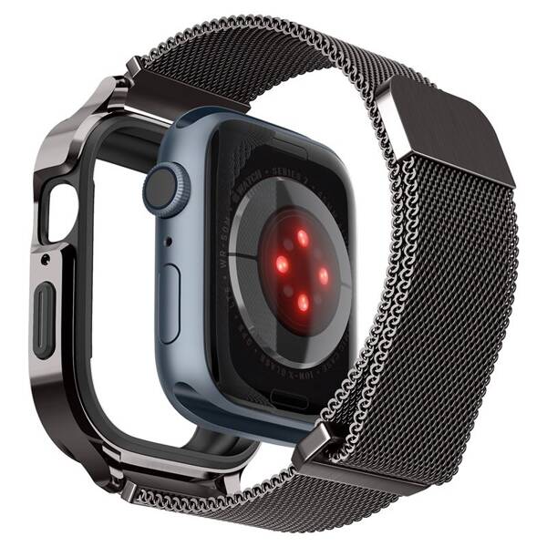 ETUI Z PASKIEM SPIGEN DO APPLE WATCH 9 / 8 / 7 45MM METAL FIT PRO GRAPHITE