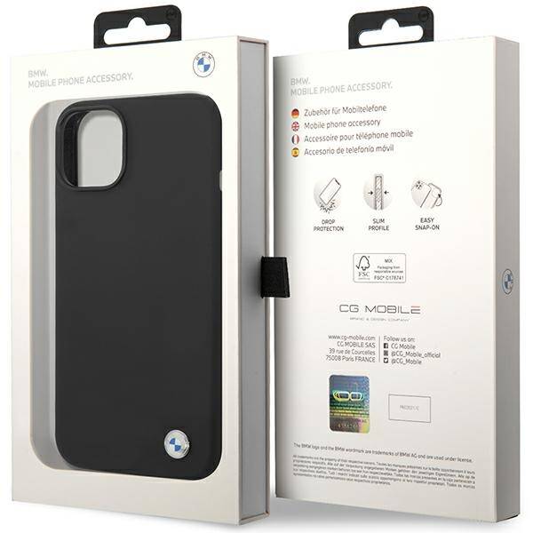 ETUI do IPHONE 15 / 14 / 13 BMW SILICONE METAL LOGO CZARNY