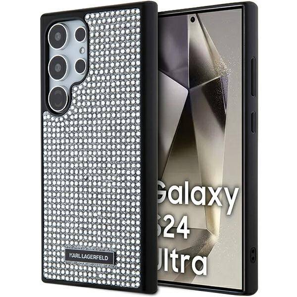 ETUI do SAMSUNG 24 ULTRA KARL LAGERFELD RHINESTONE METAL LOGO SREBRNE 