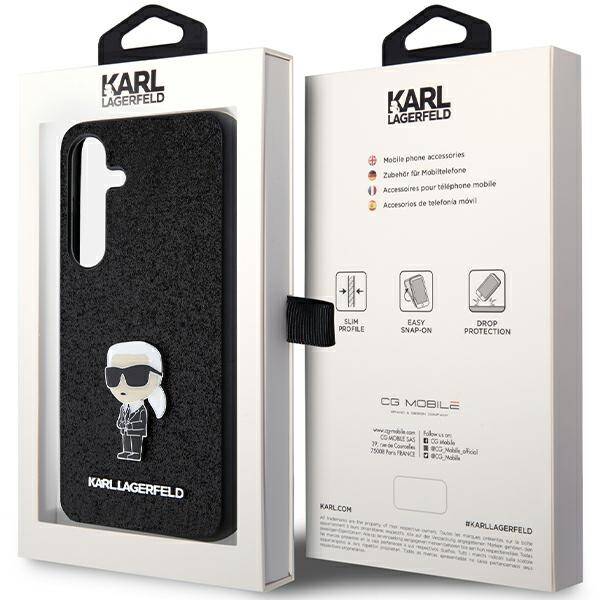 ETUI do SAMSUNG S24+ KARL LAGERFELD FIXED GLITTER IKONIK LOGO METAL CZARNE