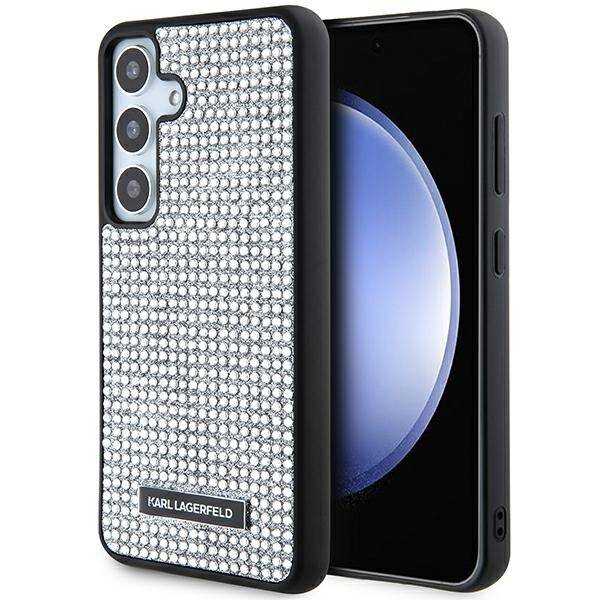 ETUI do SAMSUNG S24 S921 KARL LAGERFELD RHINESTONE METAL LOGO SREBRNE 