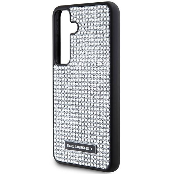 ETUI do SAMSUNG S24 S921 KARL LAGERFELD RHINESTONE METAL LOGO SREBRNE 