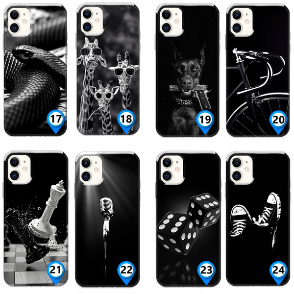 Etui LEO czarne różne wzory do iPhone 12 Mini