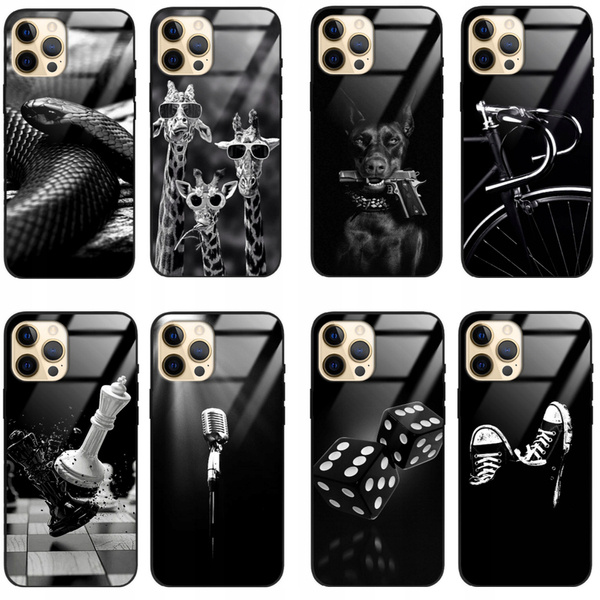 Etui akrylowe LEO czarne różne wzory do iPhone 13 Pro Max