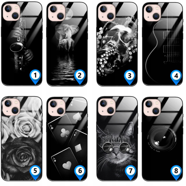 Etui akrylowe LEO czarne różne wzory do iPhone 15