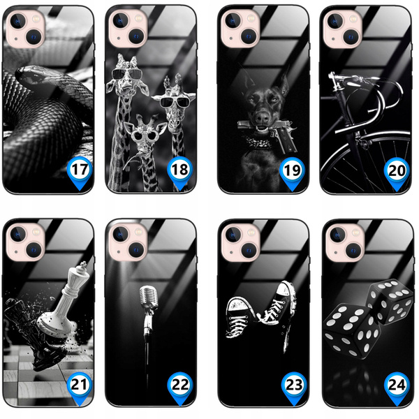 Etui akrylowe LEO czarne różne wzory do iPhone 15