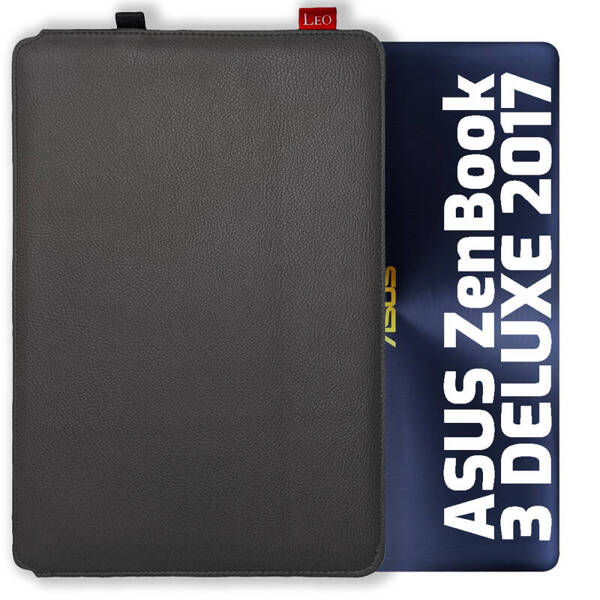 Etui na laptop skórzane LEO Master do Asus Zenbook 3 Deluxe 2017 czarne