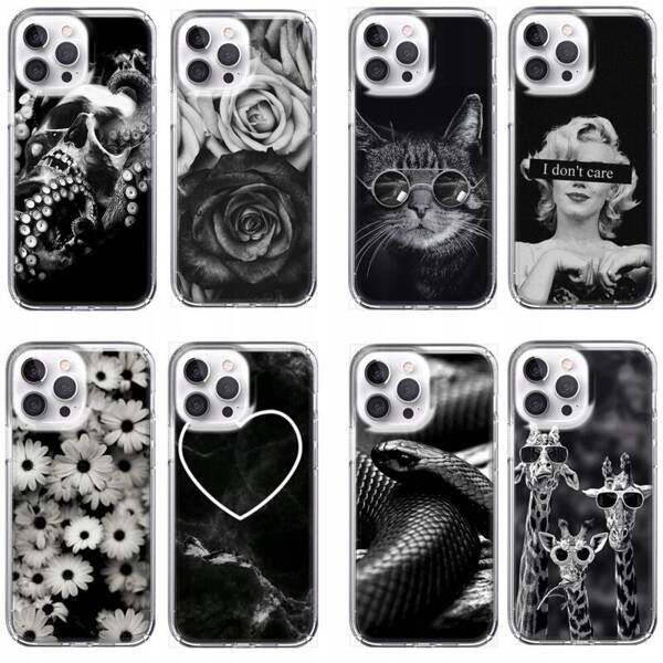 Etui silikonowe z MagSafe LEO black&white różne wzory do iPhone 14 Pro