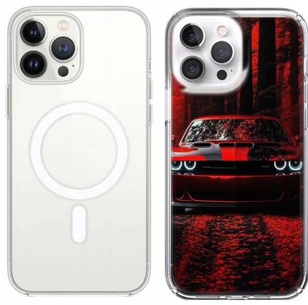 Etui silikonowe z MagSafe LEO motoryzacja auta różne wzory do iPhone 15 Pro