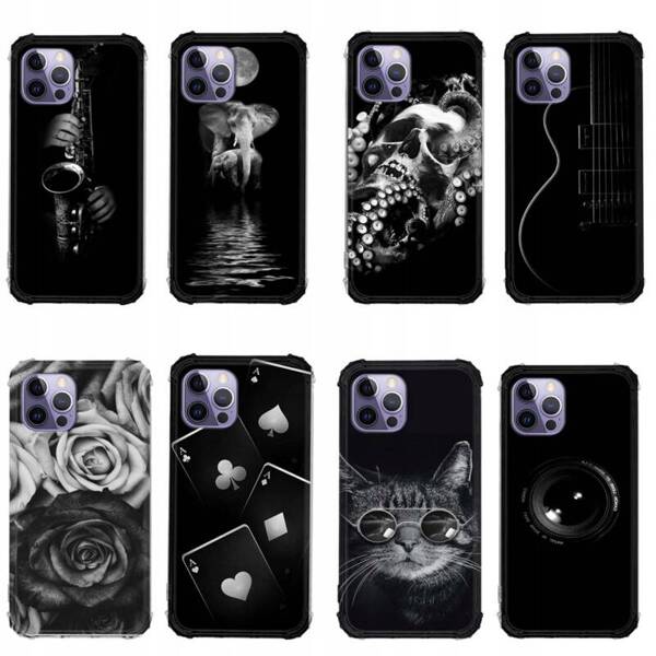 Etui wzmacniane Anti-Shock LEO black&whit różne wzory do iPhone 14 Pro