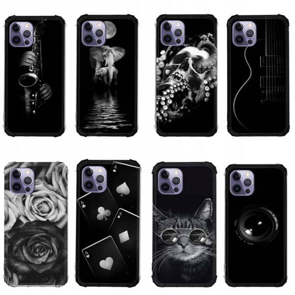 Etui wzmacniane Anti-Shock LEO black&whit różne wzory do iPhone 14 Pro Max