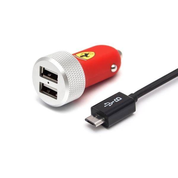 FERRARI Ładowarka samochodowa 2.1A 2X USB - RED