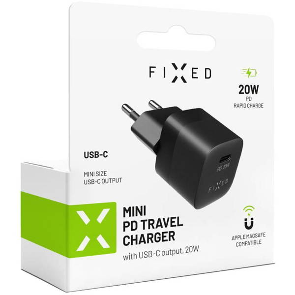 Fixed Mini Charger | Ładowarka Sieciowa USB-C 20W - BLACK