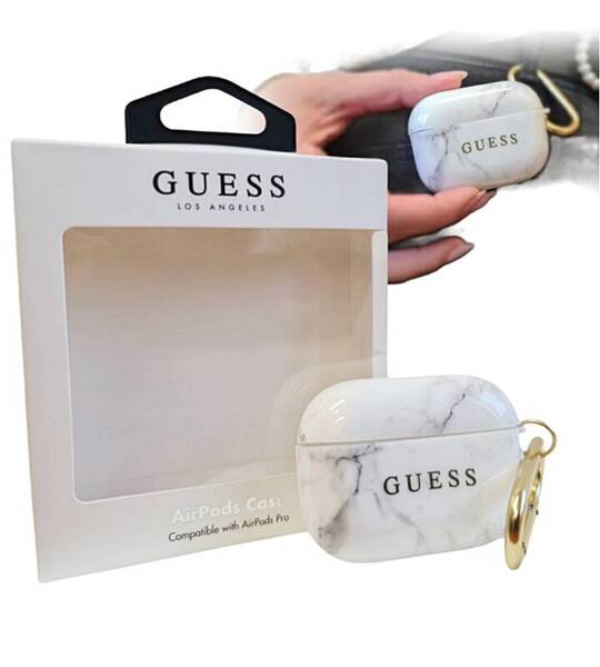 GUESS AIRPODS PRO COVER MARBLE COLLECTION - WHITE