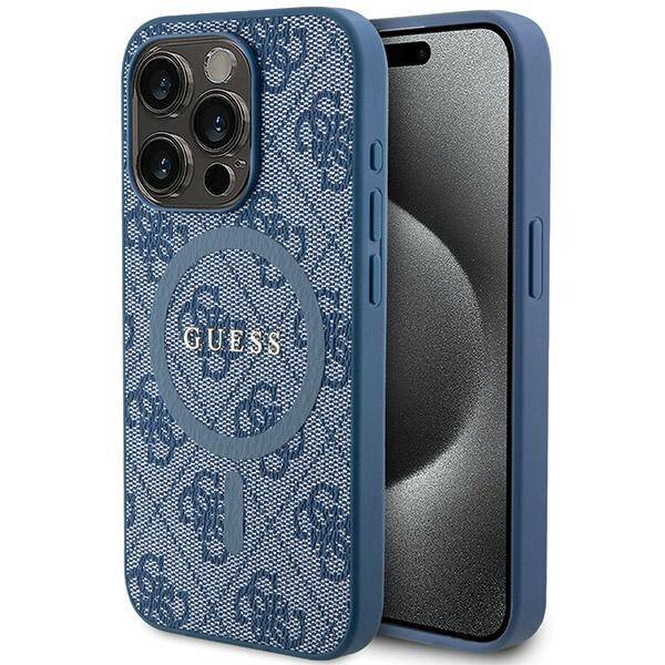 GUESS ETUI 4G COLLECTION LEATHER METAL LOGO MAGSAFE do iPhone 15 Pro Max