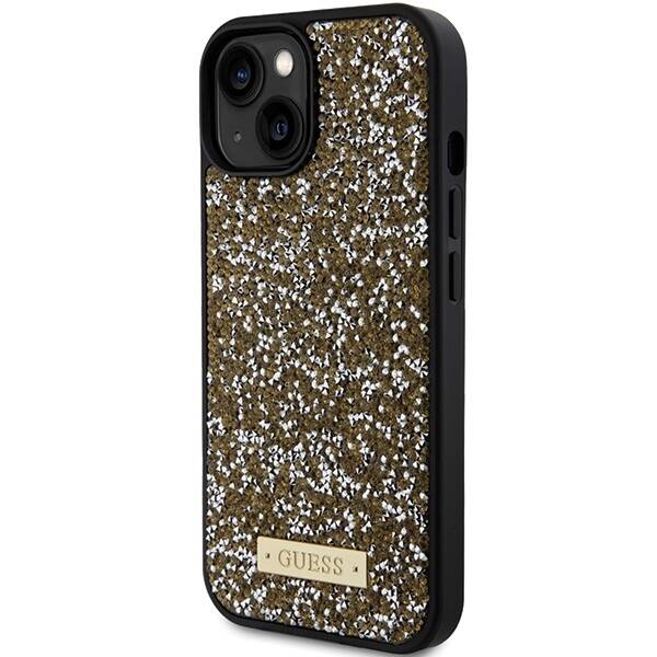 GUESS ETUI CASE RHINESTONE METAL LOGO do iPhone 15 / 14 / 13