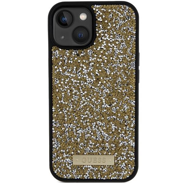 GUESS ETUI CASE RHINESTONE METAL LOGO do iPhone 15 / 14 / 13