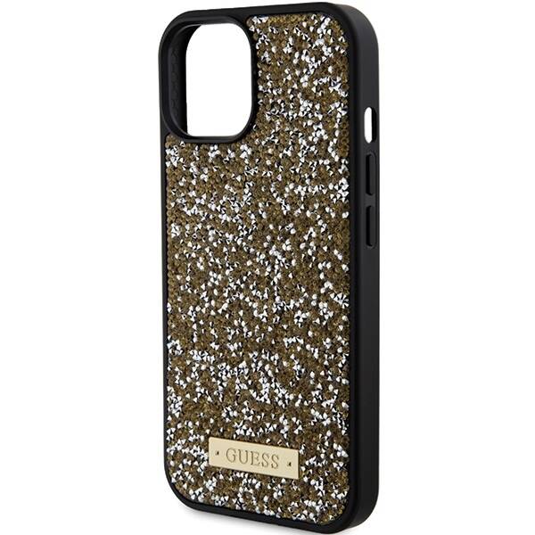 GUESS ETUI CASE RHINESTONE METAL LOGO do iPhone 15 / 14 / 13