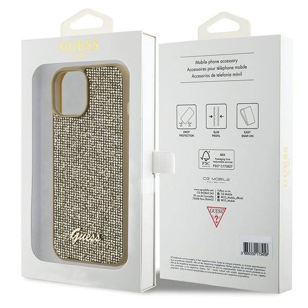 GUESS ETUI DISCO METAL SCRIPT do iPhone 15 / 14 / 13