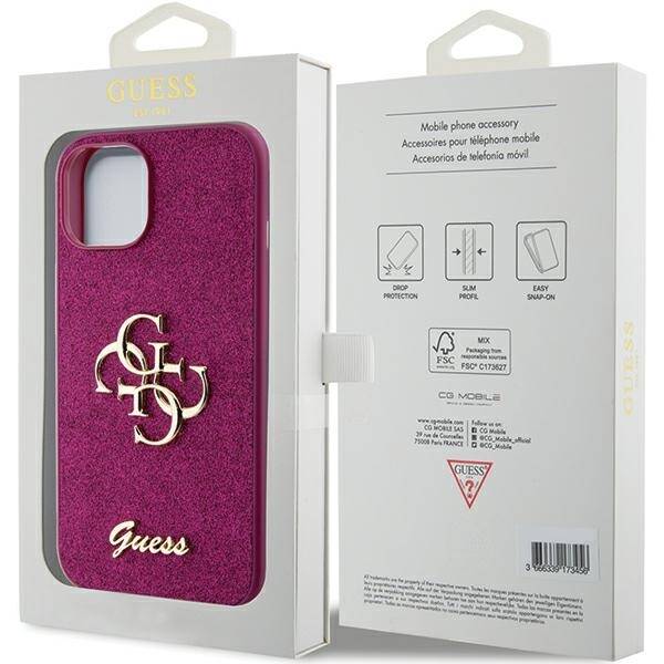 GUESS ETUI GLITTER SCRIPT BIG 4G do iPhone 15 / 14 / 13