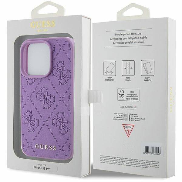 GUESS ETUI GUESS LEATHER 4G STAMPED do iPhone 15 Pro Max