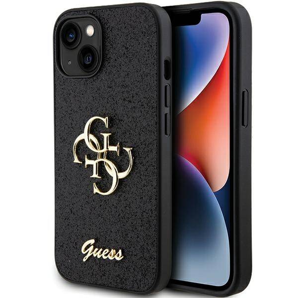 GUESS ETUI Glitter Script Big 4G do iPhone 15 Plus / 14 Plus