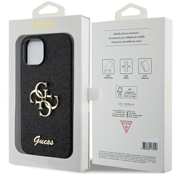 GUESS ETUI Glitter Script Big 4G do iPhone 15 Plus / 14 Plus