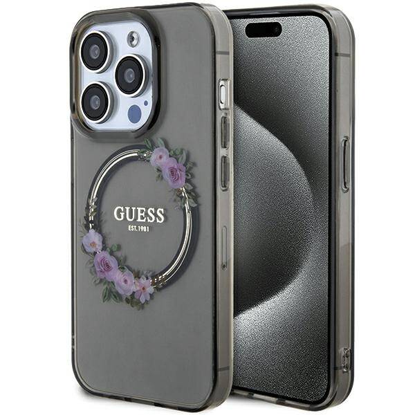 GUESS ETUI IML FLOWERS WREATH MAGSAFE do iPhone 15 Pro