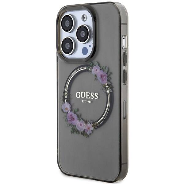 GUESS ETUI IML FLOWERS WREATH MAGSAFE do iPhone 15 Pro