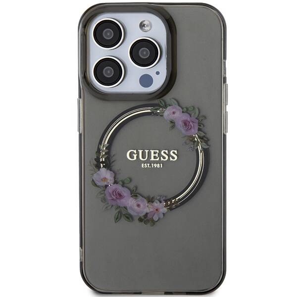 GUESS ETUI IML FLOWERS WREATH MAGSAFE do iPhone 15 Pro