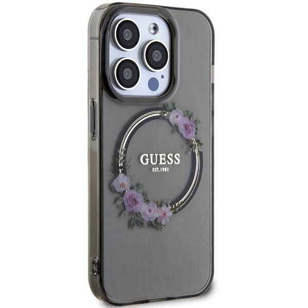 GUESS ETUI IML FLOWERS WREATH MAGSAFE do iPhone 15 Pro