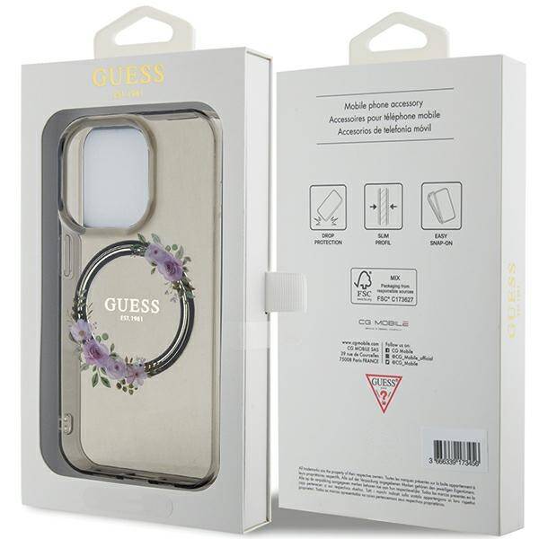 GUESS ETUI IML FLOWERS WREATH MAGSAFE do iPhone 15 Pro