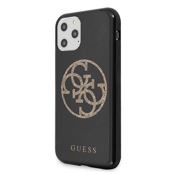 GUESS GLITTER 4G CIRCLE LOGO ETUI DO APPLE IPHONE 11 PRO MAX - Black