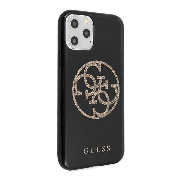 GUESS GLITTER 4G CIRCLE LOGO ETUI DO APPLE IPHONE 11 PRO MAX - Black