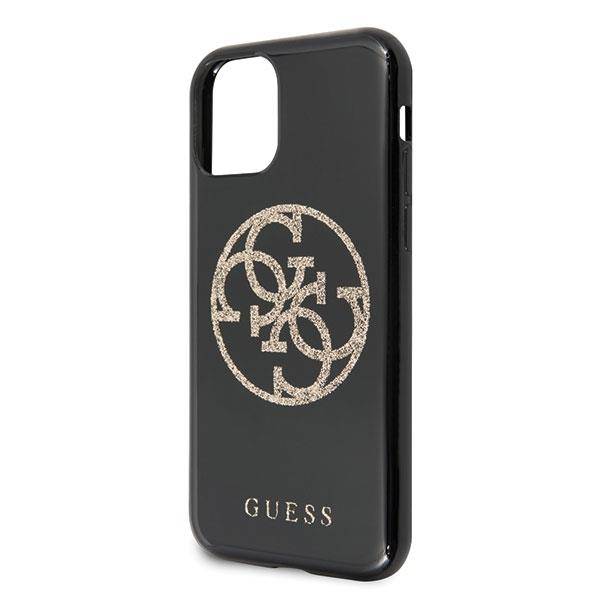 GUESS GLITTER 4G CIRCLE LOGO ETUI DO APPLE IPHONE 11 PRO MAX - Black