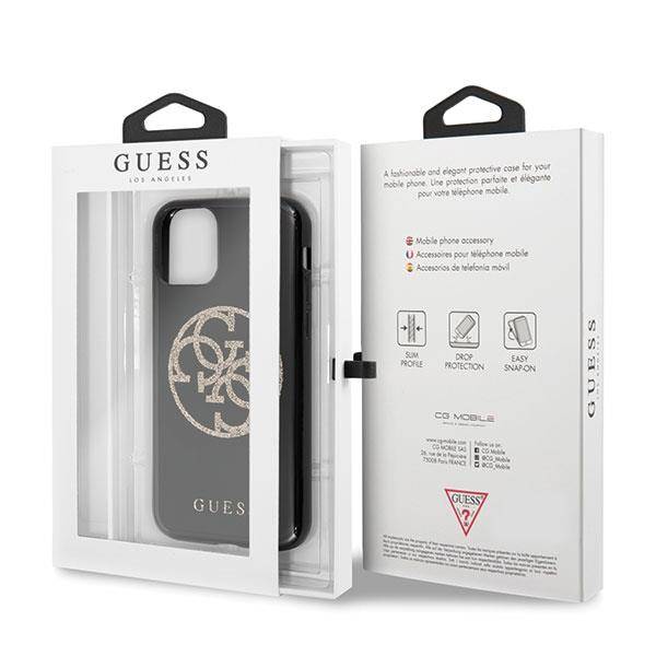 GUESS GLITTER 4G CIRCLE LOGO ETUI DO APPLE IPHONE 11 PRO MAX - Black