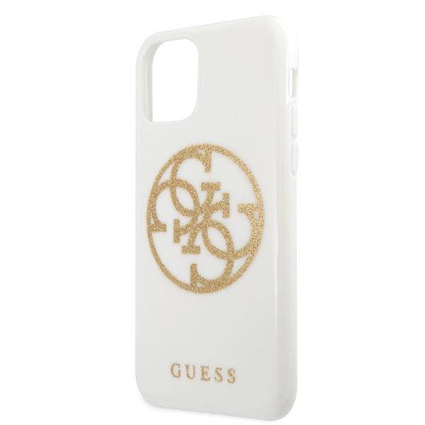 GUESS GLITTER 4G CIRCLE LOGO ETUI DO APPLE IPHONE 11 PRO MAX - WHITE