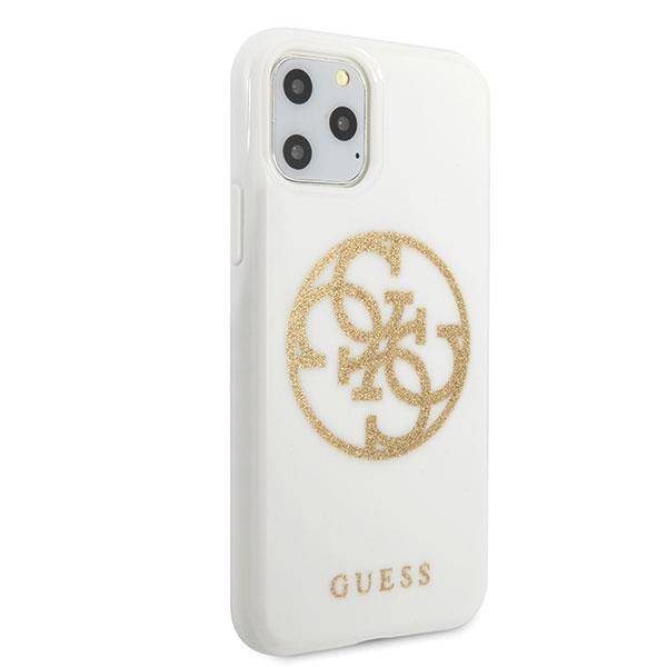 GUESS GLITTER 4G CIRCLE LOGO ETUI DO APPLE IPHONE 11 PRO MAX - WHITE