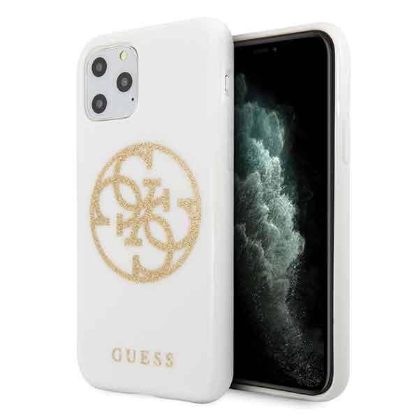 GUESS GLITTER 4G CIRCLE LOGO ETUI DO APPLE IPHONE 11 PRO - White