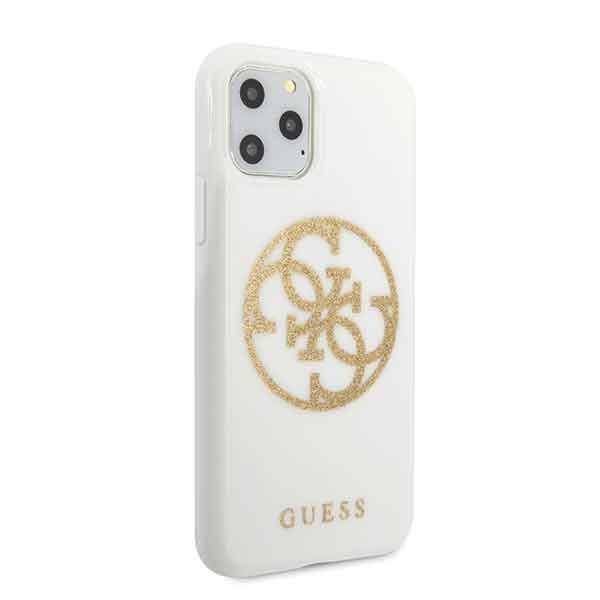 GUESS GLITTER 4G CIRCLE LOGO ETUI DO APPLE IPHONE 11 PRO - White