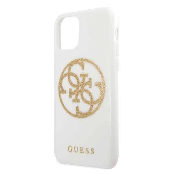 GUESS GLITTER 4G CIRCLE LOGO ETUI DO APPLE IPHONE 11 PRO - White