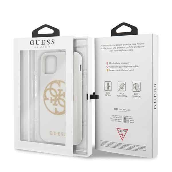 GUESS GLITTER 4G CIRCLE LOGO ETUI DO APPLE IPHONE 11 PRO - White