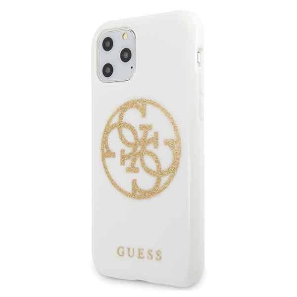 GUESS GLITTER 4G CIRCLE LOGO ETUI DO APPLE IPHONE 11 PRO - White