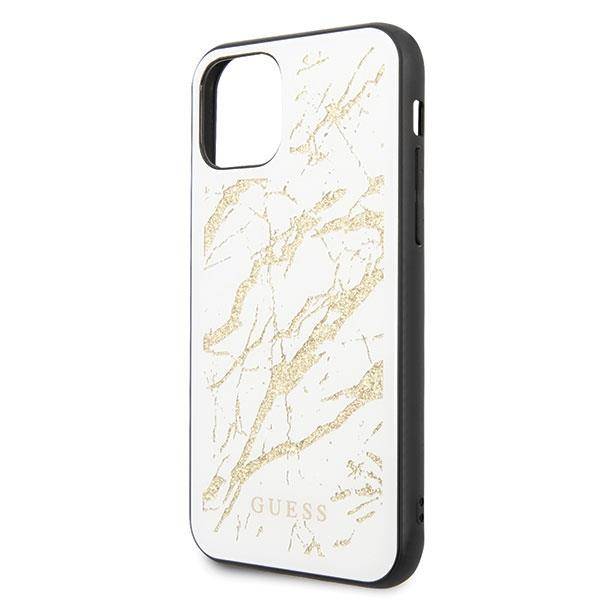 GUESS GLITTER MARABLE GLASS Etui do Apple iPhone 11 Pro Max - White