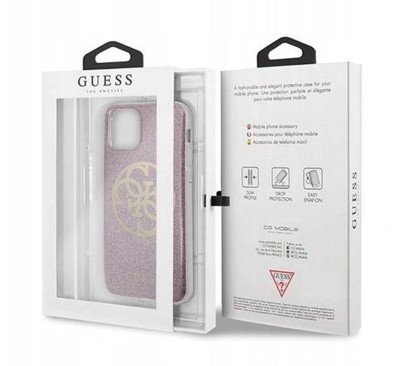 GUESS HARD CASE 4G CIRCLE GLITTER ETUI DO APPLE IPHONE 11 PRO MAX - Pink