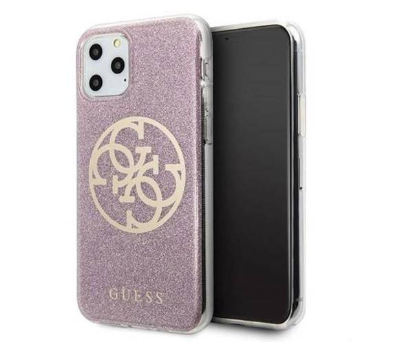 GUESS HARD CASE 4G CIRCLE GLITTER ETUI DO APPLE IPHONE 11 PRO MAX - Pink